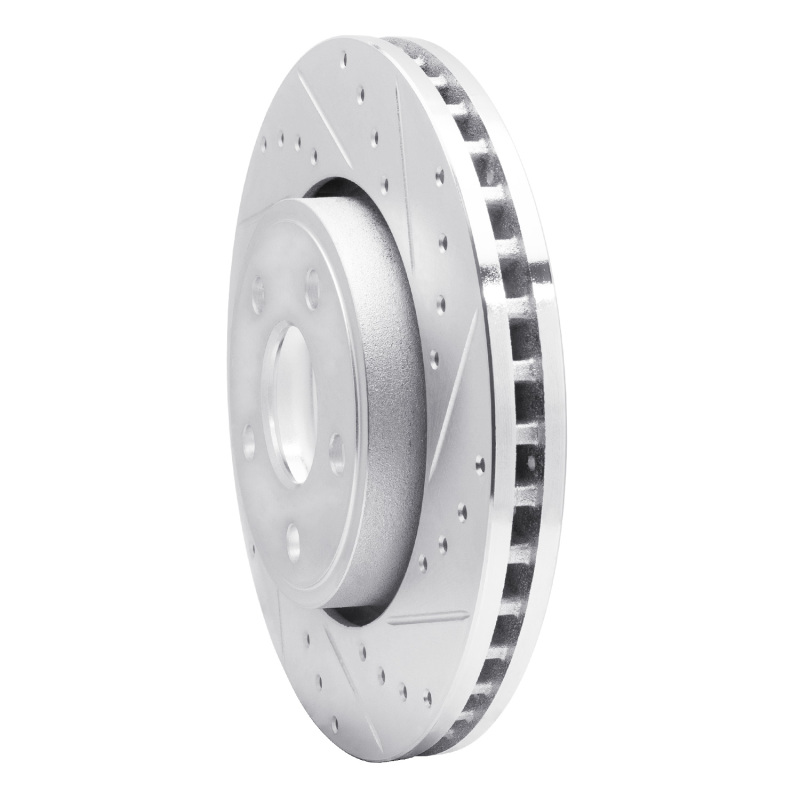 Dodge Durango Brake Rotor (1) - Front Right - R1 Concepts - Drilled & Slotted - Silver - `11-`22